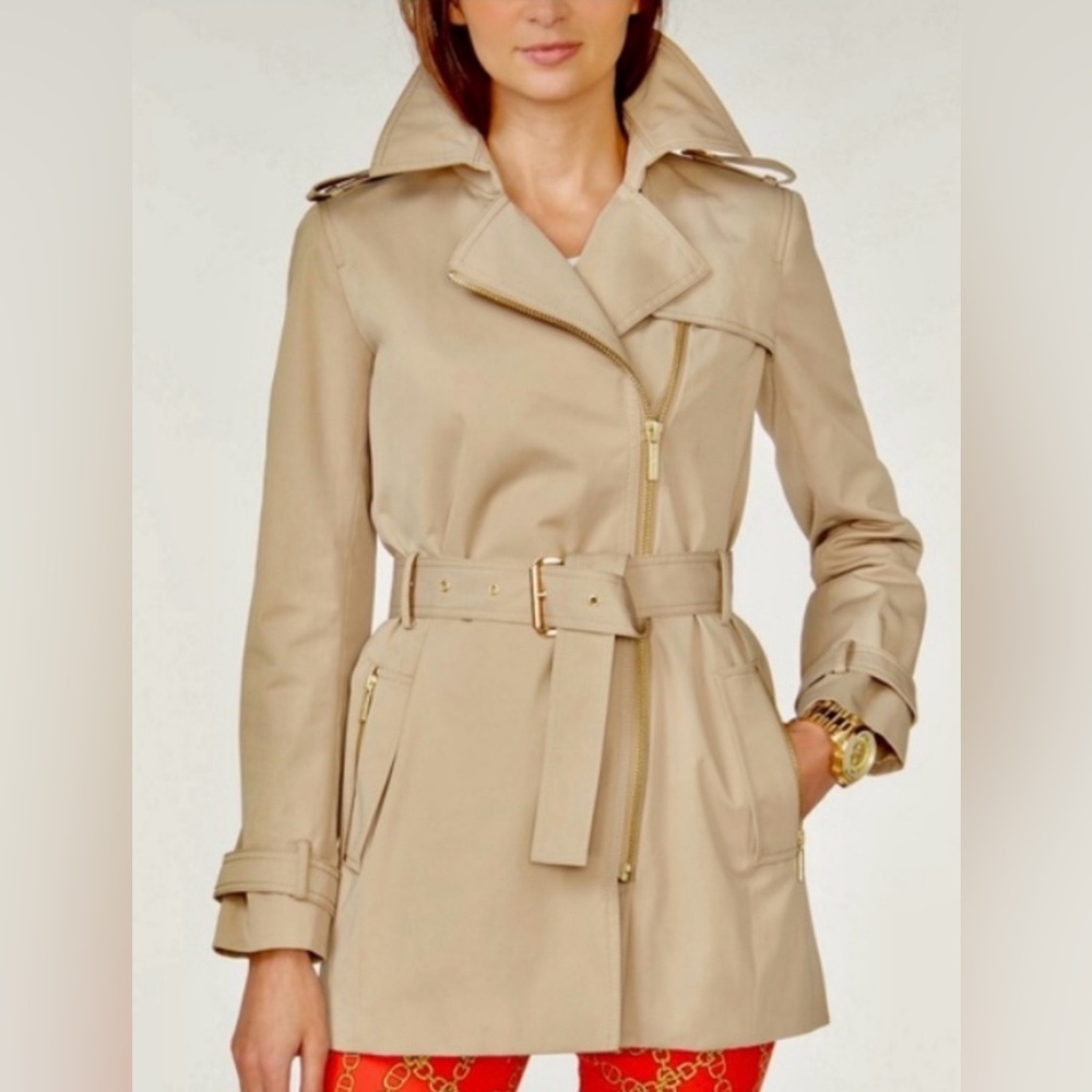 Michael Kors Classic Women's Tan Trench Coat with Belt